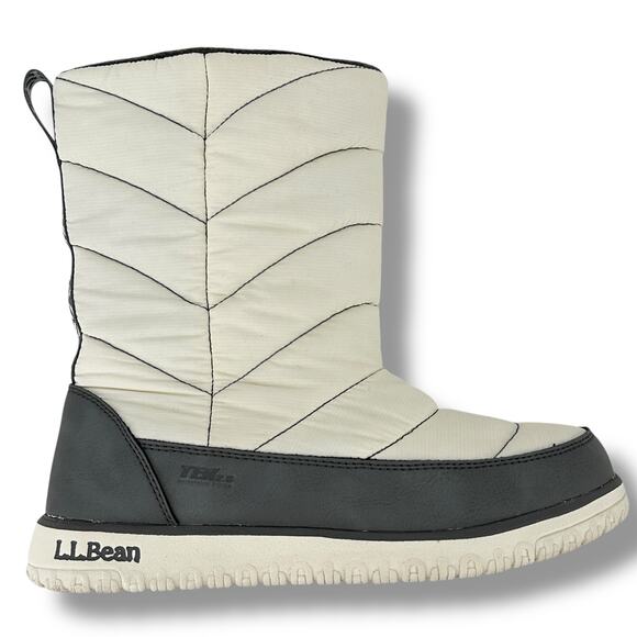 L.L. Bean Ultralight Quilted Insulated Boots Womens Size 8 White Gray Insulated - Picture 2 of 8
